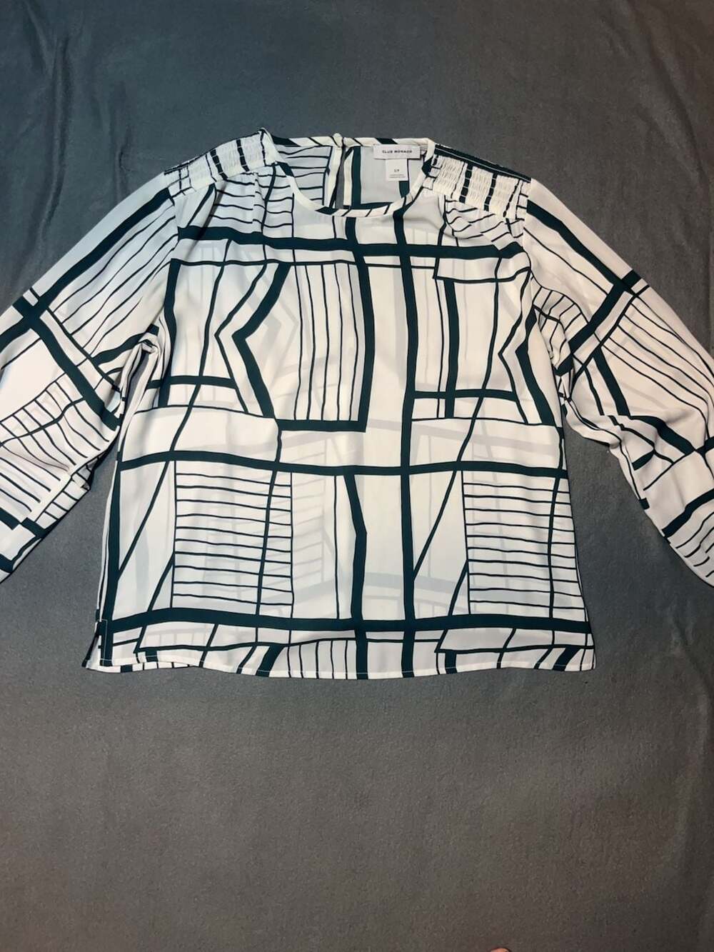 Club Monaco Geometric Print Long Sleeve Blouse Size S/P - Picture 4 of 9